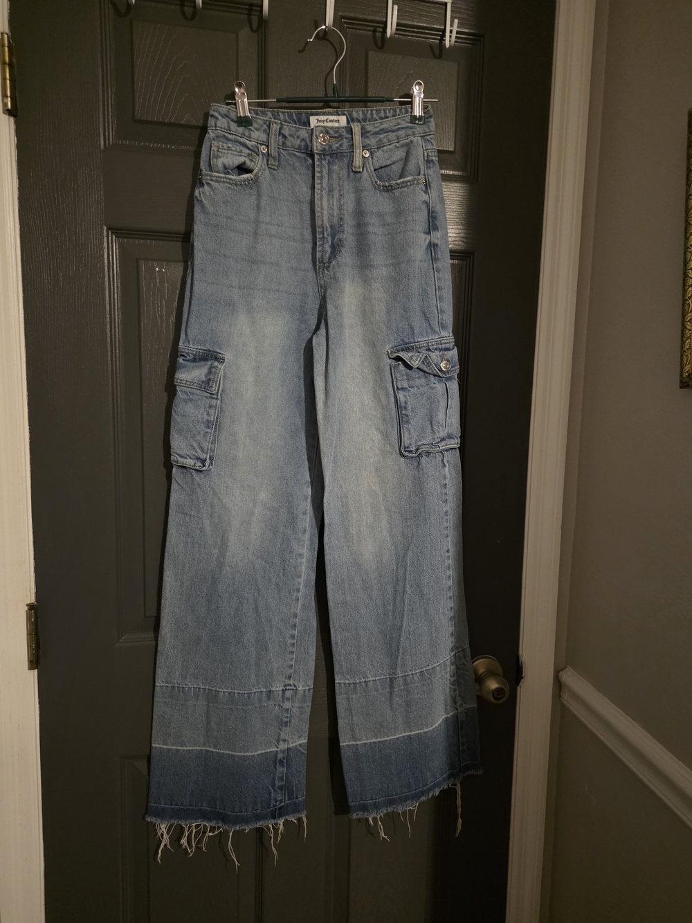 Juicy Couture Light Blue Wide-Leg Cargo Jeans